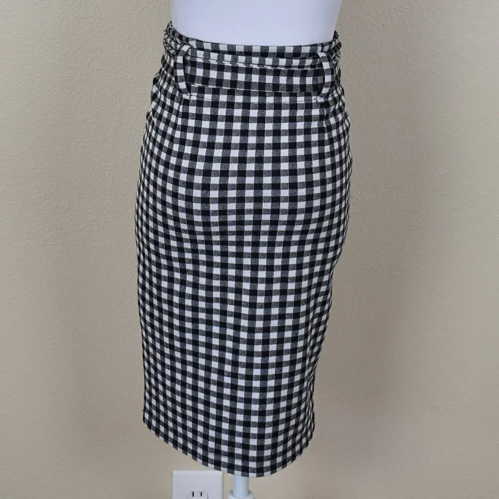 Anthropologie Maeve Gingham Plaid Pencil Skirt - XS